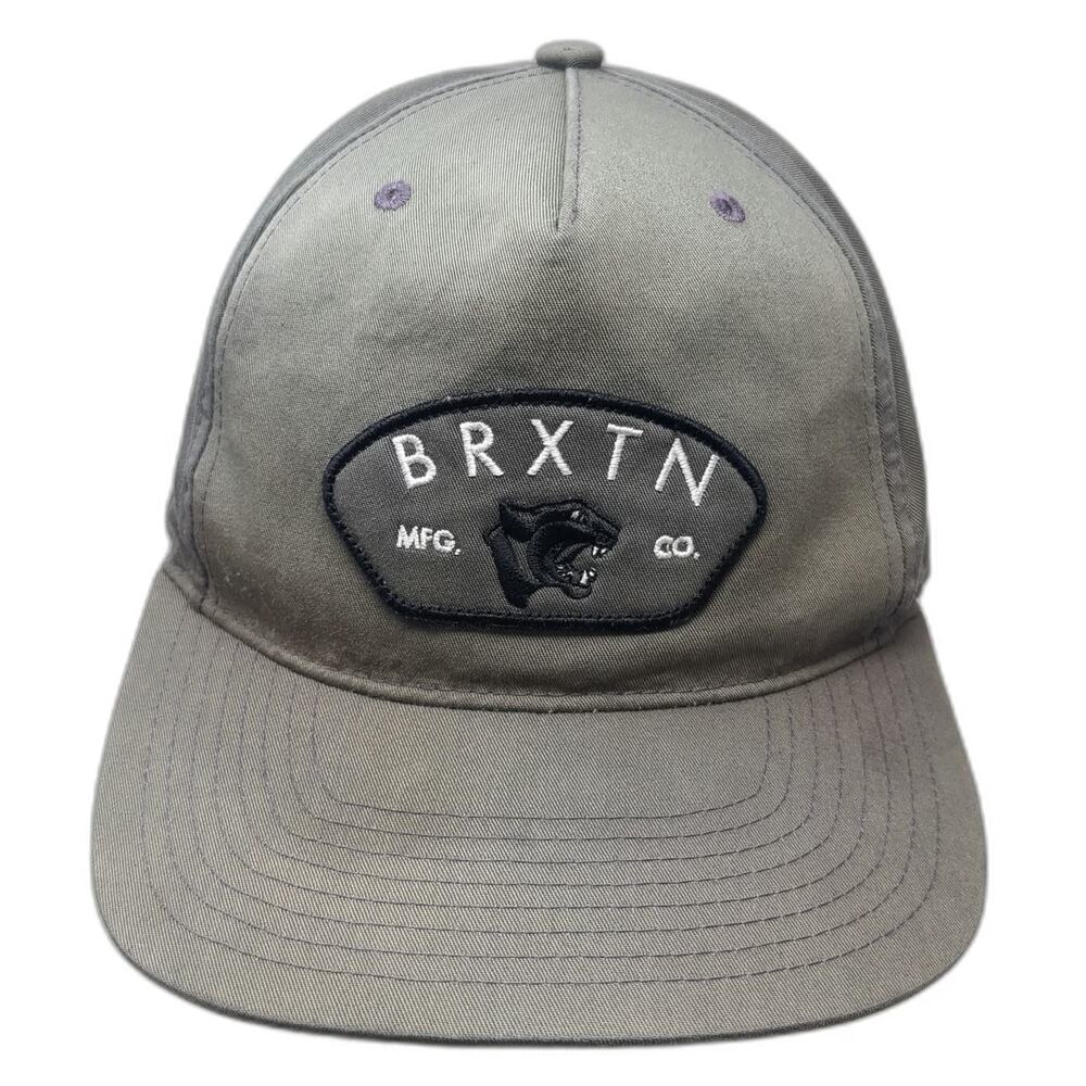 Brixton 5 Panel Gray Hat One Size Snapback Panther Patch Logo Cotton Blend